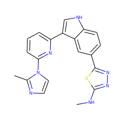 CNc1nnc(-c2ccc3[nH]cc(-c4cccc(-n5ccnc5C)n4)c3c2)s1 ZINC000204765661