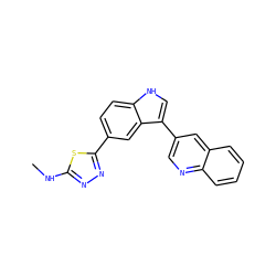 CNc1nnc(-c2ccc3[nH]cc(-c4cnc5ccccc5c4)c3c2)s1 ZINC000145438043