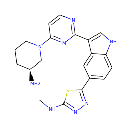 CNc1nnc(-c2ccc3[nH]cc(-c4nccc(N5CCC[C@H](N)C5)n4)c3c2)s1 ZINC000204767784