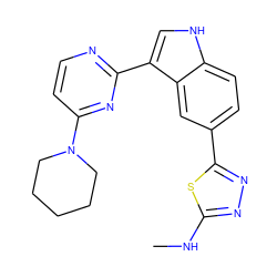 CNc1nnc(-c2ccc3[nH]cc(-c4nccc(N5CCCCC5)n4)c3c2)s1 ZINC000204750249