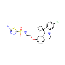 CNc1nnc(S(=O)(=O)NCCOc2ccc3c(c2)[C@@H](C2(c4ccc(Cl)cc4)CCC2)NCC3)s1 ZINC000117334431