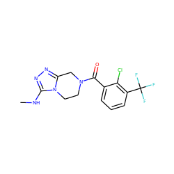 CNc1nnc2n1CCN(C(=O)c1cccc(C(F)(F)F)c1Cl)C2 ZINC000095565371