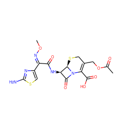 CO/N=C(\C(=O)N[C@@H]1C(=O)N2C(C(=O)O)=C(COC(C)=O)CS[C@H]12)c1csc(N)n1 ZINC000004468780