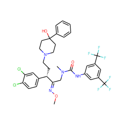 CO/N=C(\CN(C)C(=O)Nc1cc(C(F)(F)F)cc(C(F)(F)F)c1)[C@@H](CCN1CCC(O)(c2ccccc2)CC1)c1ccc(Cl)c(Cl)c1 ZINC000029228130