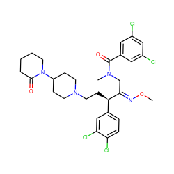 CO/N=C(\CN(C)C(=O)c1cc(Cl)cc(Cl)c1)[C@H](CCN1CCC(N2CCCCC2=O)CC1)c1ccc(Cl)c(Cl)c1 ZINC000026251619