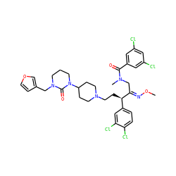 CO/N=C(\CN(C)C(=O)c1cc(Cl)cc(Cl)c1)[C@H](CCN1CCC(N2CCCN(Cc3ccoc3)C2=O)CC1)c1ccc(Cl)c(Cl)c1 ZINC000026404388