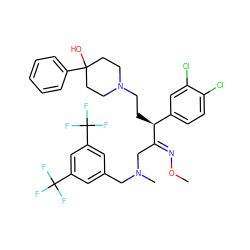 CO/N=C(\CN(C)Cc1cc(C(F)(F)F)cc(C(F)(F)F)c1)[C@@H](CCN1CCC(O)(c2ccccc2)CC1)c1ccc(Cl)c(Cl)c1 ZINC000029240899