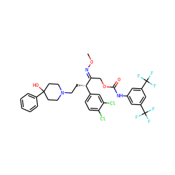 CO/N=C(\COC(=O)Nc1cc(C(F)(F)F)cc(C(F)(F)F)c1)[C@@H](CCN1CCC(O)(c2ccccc2)CC1)c1ccc(Cl)c(Cl)c1 ZINC000029228165