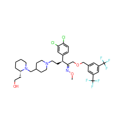 CO/N=C(\COCc1cc(C(F)(F)F)cc(C(F)(F)F)c1)[C@@H](CCN1CCC(CN2CCCC[C@H]2CCO)CC1)c1ccc(Cl)c(Cl)c1 ZINC000003994920