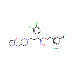 CO/N=C(\COCc1cc(C(F)(F)F)cc(C(F)(F)F)c1)[C@@H](CCN1CCC(CN2CCCC2=O)CC1)c1ccc(Cl)c(Cl)c1 ZINC000027549612