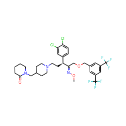 CO/N=C(\COCc1cc(C(F)(F)F)cc(C(F)(F)F)c1)[C@@H](CCN1CCC(CN2CCCCC2=O)CC1)c1ccc(Cl)c(Cl)c1 ZINC000003994919