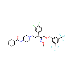 CO/N=C(\COCc1cc(C(F)(F)F)cc(C(F)(F)F)c1)[C@@H](CCN1CCC(NC(=O)C2CCCCC2)CC1)c1ccc(Cl)c(Cl)c1 ZINC000027554127