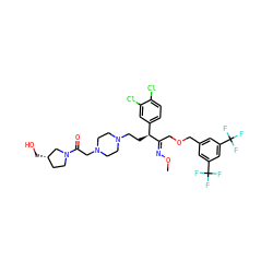 CO/N=C(\COCc1cc(C(F)(F)F)cc(C(F)(F)F)c1)[C@@H](CCN1CCN(CC(=O)N2CC[C@H](CO)C2)CC1)c1ccc(Cl)c(Cl)c1 ZINC000026388048