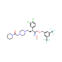 CO/N=C(\COCc1cc(C(F)(F)F)cc(C(F)(F)F)c1)[C@@H](CCN1CCN(CC(=O)N2CCCCC2)CC1)c1ccc(Cl)c(Cl)c1 ZINC000026386815