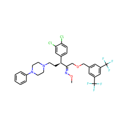 CO/N=C(\COCc1cc(C(F)(F)F)cc(C(F)(F)F)c1)[C@@H](CCN1CCN(c2ccccc2)CC1)c1ccc(Cl)c(Cl)c1 ZINC000026394492