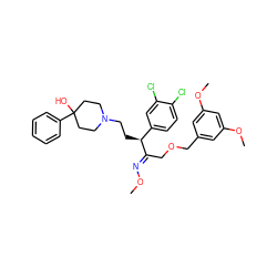 CO/N=C(\COCc1cc(OC)cc(OC)c1)[C@@H](CCN1CCC(O)(c2ccccc2)CC1)c1ccc(Cl)c(Cl)c1 ZINC000029227768