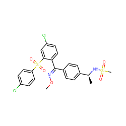 CO/N=C(\c1ccc([C@H](C)NS(C)(=O)=O)cc1)c1ccc(Cl)cc1S(=O)(=O)c1ccc(Cl)cc1 ZINC000028527293