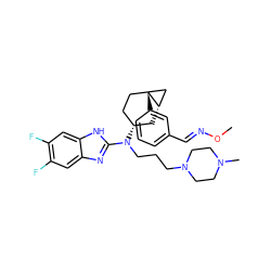 CO/N=C/c1cccc([C@]23CC[C@@H](N(CCCN4CCN(C)CC4)c4nc5cc(F)c(F)cc5[nH]4)C[C@H]2C3)c1 ZINC000036351717