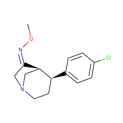 CO/N=C1/CN2CC[C@H](c3ccc(Cl)cc3)[C@H]1C2 ZINC000029406879