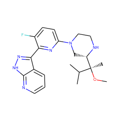 CO[C@@](C)(C(C)C)[C@@H]1CN(c2ccc(F)c(-c3n[nH]c4ncccc34)n2)CCN1 ZINC000095583449