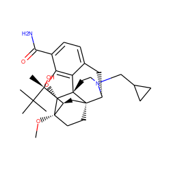 CO[C@@]12CC[C@@]3(C[C@@H]1[C@@](C)(O)C(C)(C)C)[C@H]1Cc4ccc(C(N)=O)c5c4[C@@]3(CCN1CC1CC1)[C@H]2O5 ZINC000101187476