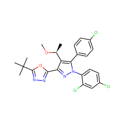 CO[C@@H](C)c1c(-c2nnc(C(C)(C)C)o2)nn(-c2ccc(Cl)cc2Cl)c1-c1ccc(Cl)cc1 ZINC000042888220