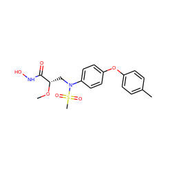 CO[C@@H](CN(c1ccc(Oc2ccc(C)cc2)cc1)S(C)(=O)=O)C(=O)NO ZINC000029128039