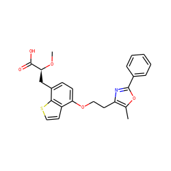 CO[C@@H](Cc1ccc(OCCc2nc(-c3ccccc3)oc2C)c2ccsc12)C(=O)O ZINC000049573657