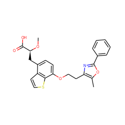 CO[C@@H](Cc1ccc(OCCc2nc(-c3ccccc3)oc2C)c2sccc12)C(=O)O ZINC000040937335