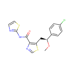 CO[C@@H](Cc1scnc1C(=O)Nc1nccs1)c1ccc(Cl)cc1 ZINC000028463323