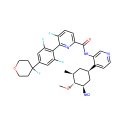 CO[C@@H]1[C@@H](C)C[C@@H](c2ccncc2NC(=O)c2ccc(F)c(-c3c(F)cc(C4(F)CCOCC4)cc3F)n2)C[C@H]1N ZINC000261190833