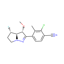 CO[C@@H]1C(c2ccc(C#N)c(Cl)c2C)=NN2CC[C@H](F)[C@@H]12 ZINC000146540048