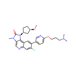 CO[C@@H]1CC[C@H](n2c(=O)n(C)c3cnc4cc(F)c(-c5ccc(OCCCN(C)C)nc5)cc4c32)C1 ZINC001772608667