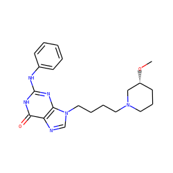 CO[C@@H]1CCCN(CCCCn2cnc3c(=O)[nH]c(Nc4ccccc4)nc32)C1 ZINC000013644940