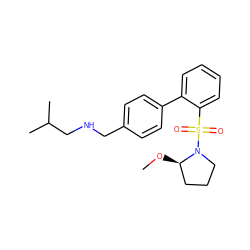 CO[C@@H]1CCCN1S(=O)(=O)c1ccccc1-c1ccc(CNCC(C)C)cc1 ZINC000072114925