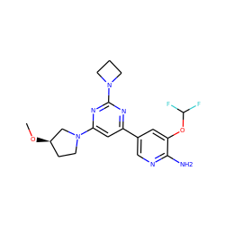 CO[C@@H]1CCN(c2cc(-c3cnc(N)c(OC(F)F)c3)nc(N3CCC3)n2)C1 ZINC000653670143