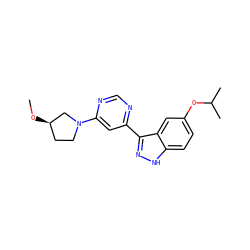 CO[C@@H]1CCN(c2cc(-c3n[nH]c4ccc(OC(C)C)cc34)ncn2)C1 ZINC000221265676