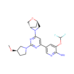 CO[C@@H]1CCN(c2nc(-c3cnc(N)c(OC(F)F)c3)cc(N3C[C@H]4C[C@H]3CO4)n2)C1 ZINC000653754887