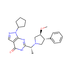 CO[C@@H]1CN([C@H](C)c2nc3c(cnn3C3CCCC3)c(=O)[nH]2)C[C@H]1c1ccccc1 ZINC000116975858