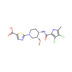 CO[C@@H]1CN(c2ncc(C(=O)O)s2)CC[C@@H]1NC(=O)c1[nH]c(C)c(Cl)c1Cl ZINC000139840932