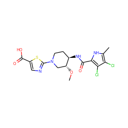 CO[C@@H]1CN(c2ncc(C(=O)O)s2)CC[C@H]1NC(=O)c1[nH]c(C)c(Cl)c1Cl ZINC000224143176