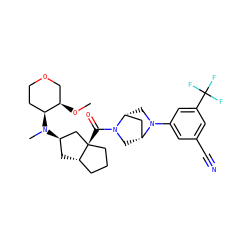 CO[C@@H]1COCC[C@@H]1N(C)[C@@H]1C[C@H]2CCC[C@@]2(C(=O)N2C[C@@H]3C[C@H]2CN3c2cc(C#N)cc(C(F)(F)F)c2)C1 ZINC000150158694