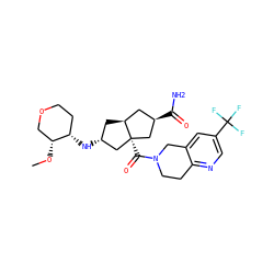 CO[C@@H]1COCC[C@@H]1N[C@@H]1C[C@H]2C[C@@H](C(N)=O)C[C@@]2(C(=O)N2CCc3ncc(C(F)(F)F)cc3C2)C1 ZINC000095595729
