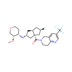 CO[C@@H]1COCC[C@@H]1N[C@@H]1C[C@H]2C[C@@H](F)C[C@@]2(C(=O)N2CCc3ncc(C(F)(F)F)cc3C2)C1 ZINC000095594339