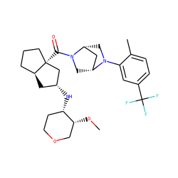 CO[C@@H]1COCC[C@@H]1N[C@@H]1C[C@H]2CCC[C@@]2(C(=O)N2C[C@@H]3C[C@H]2CN3c2cc(C(F)(F)F)ccc2C)C1 ZINC000150175011