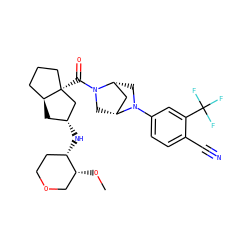 CO[C@@H]1COCC[C@@H]1N[C@@H]1C[C@H]2CCC[C@@]2(C(=O)N2C[C@@H]3C[C@H]2CN3c2ccc(C#N)c(C(F)(F)F)c2)C1 ZINC000150177455