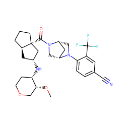 CO[C@@H]1COCC[C@@H]1N[C@@H]1C[C@H]2CCC[C@@]2(C(=O)N2C[C@@H]3C[C@H]2CN3c2ccc(C#N)cc2C(F)(F)F)C1 ZINC000150159685