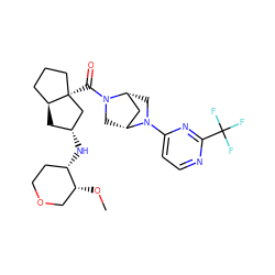 CO[C@@H]1COCC[C@@H]1N[C@@H]1C[C@H]2CCC[C@@]2(C(=O)N2C[C@@H]3C[C@H]2CN3c2ccnc(C(F)(F)F)n2)C1 ZINC000150208389