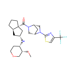 CO[C@@H]1COCC[C@@H]1N[C@@H]1C[C@H]2CCC[C@@]2(C(=O)N2C[C@@H]3C[C@H]2CN3c2nc(C(F)(F)F)cs2)C1 ZINC000150146142