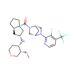 CO[C@@H]1COCC[C@@H]1N[C@@H]1C[C@H]2CCC[C@@]2(C(=O)N2C[C@@H]3C[C@H]2CN3c2nccc(C(F)(F)F)c2F)C1 ZINC000150262014
